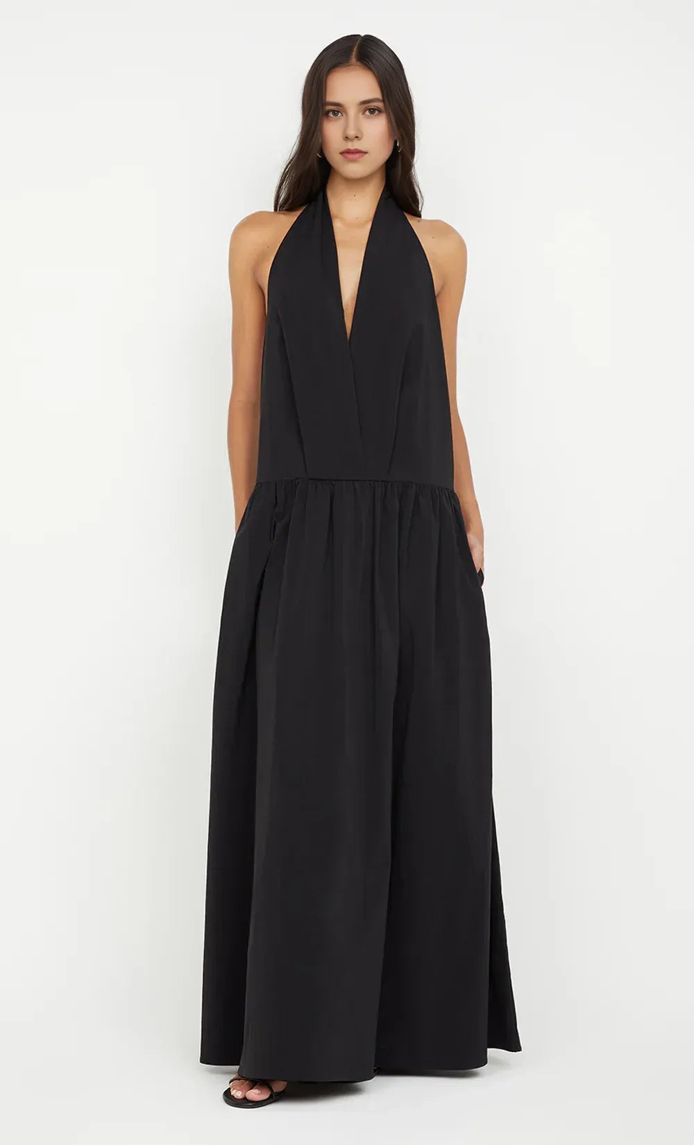 Modern A Line Halter Neck Sleeveless Open Back Floor Length For Women Prom Dress