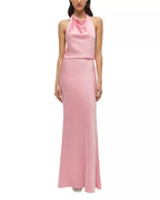 Modern Mermaid Halter Neck Sleeveless Cutout Back Floor Length For Adults Prom Dress