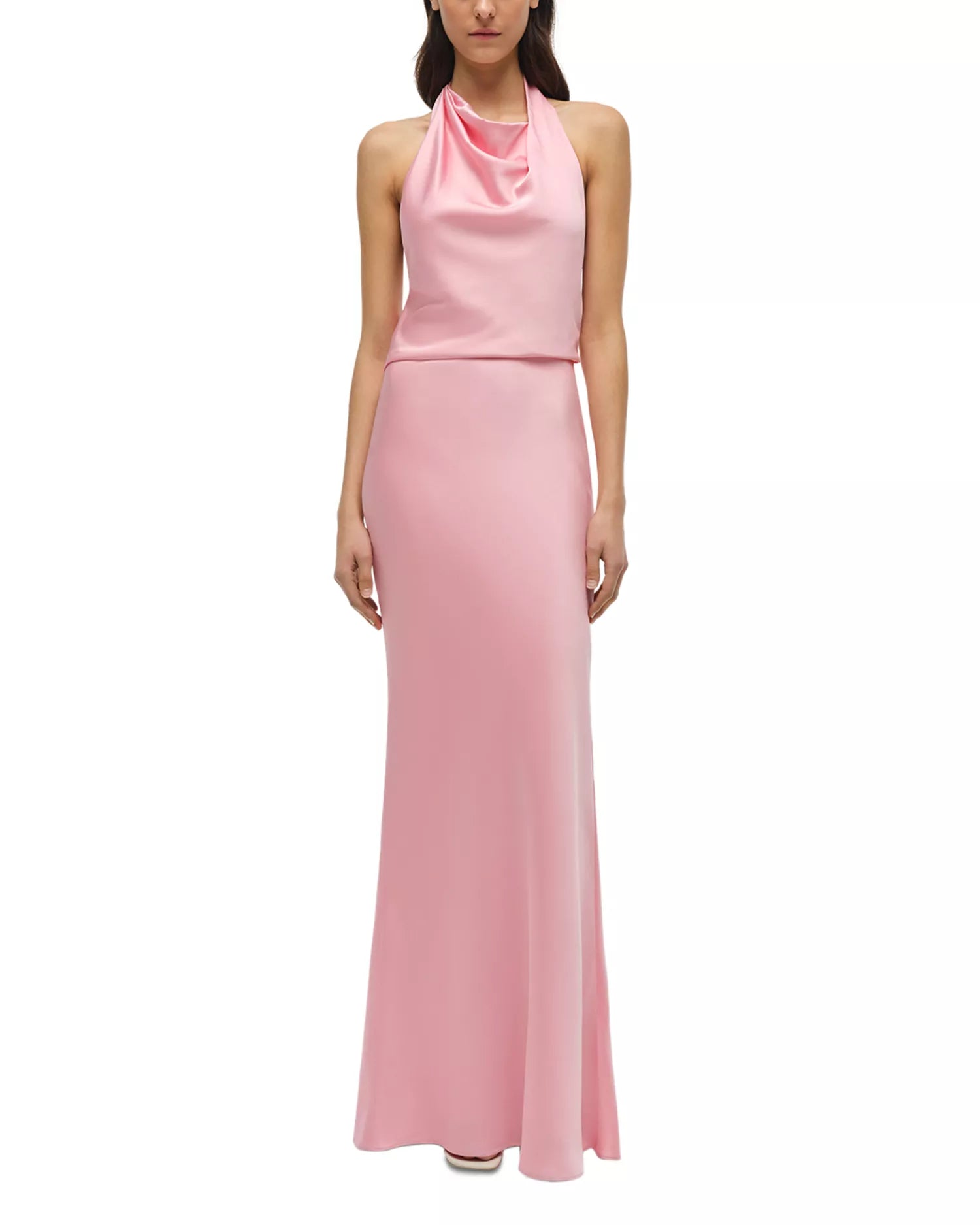 Modern Mermaid Halter Neck Sleeveless Cutout Back Floor Length For Adults Prom Dress