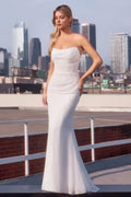 Modern Mermaid Strapless Square Neck Lace Up Back Floor Length Prom Dress
