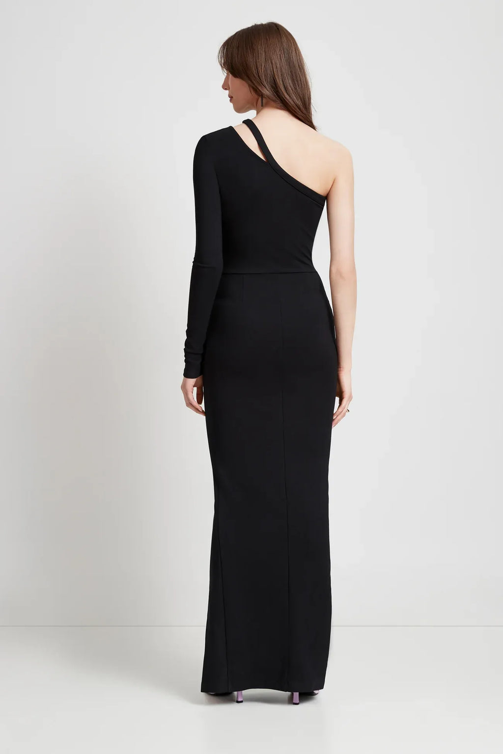 Modern Sheath Asymmetrical Neck One Long Sleeve Cutout Back Floor Length For Sale Prom Dress