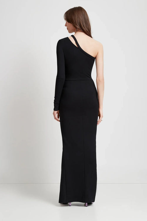 Robe de bal fourreau moderne à col asymétrique, une manche longue, dos découpé, longueur ras du sol à vendre