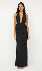 Modern Sheath Halter Neck Sleeveless Open Back Floor Length For Sale Evening Dress