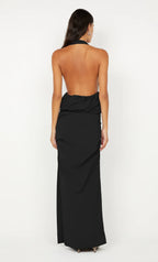 Modern Sheath Halter Neck Sleeveless Open Back Floor Length For Sale Evening Dress