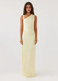 Modern Sheath One Shoulder Sleeveless Draped Back Floor Length Plus Size Evening Dress