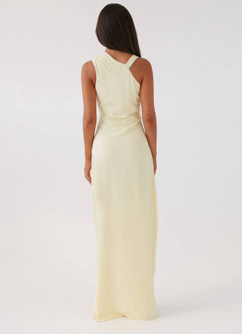 Modern Sheath One Shoulder Sleeveless Draped Back Floor Length Plus Size Evening Dress