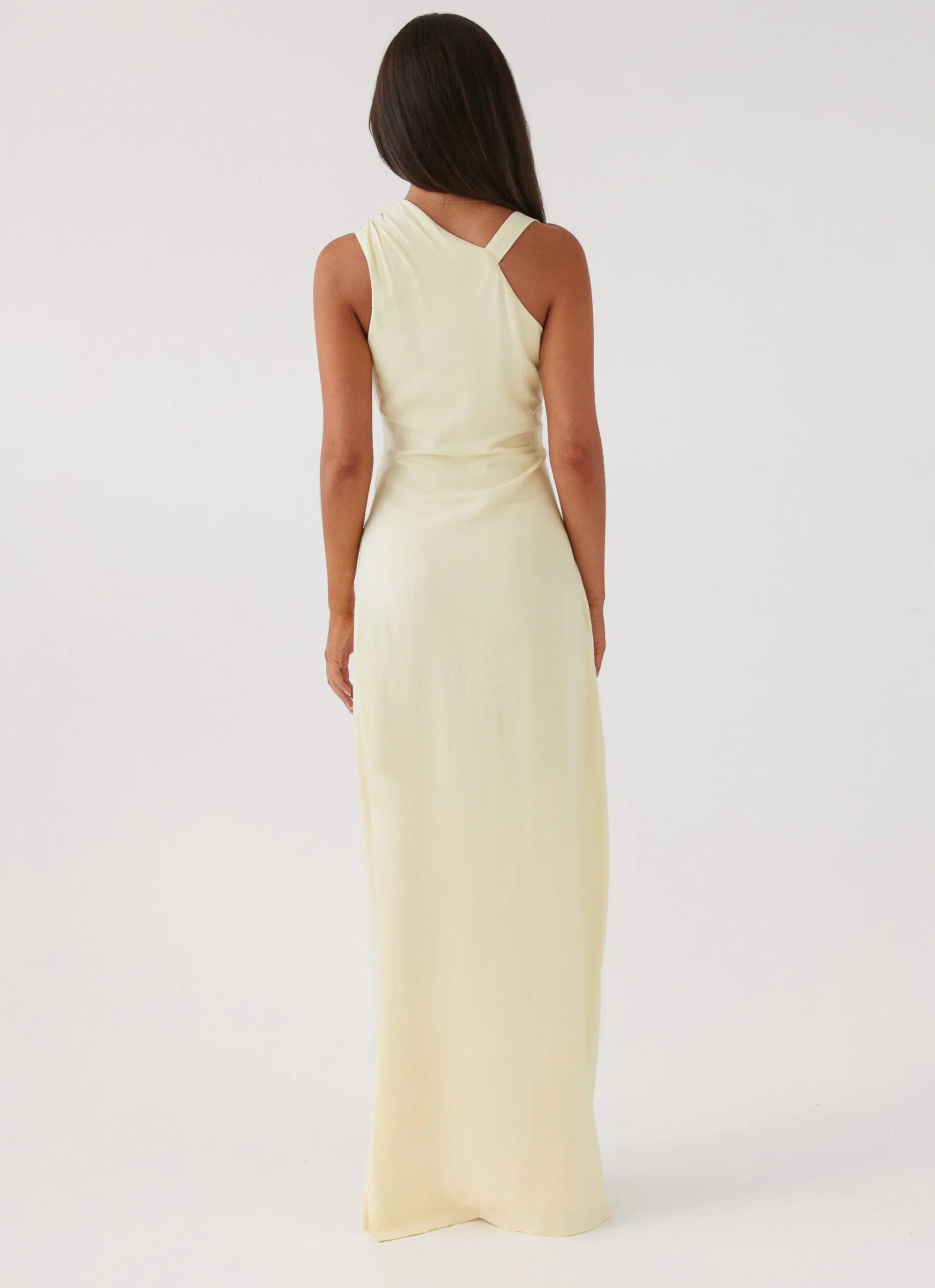 Modern Sheath One Shoulder Sleeveless Draped Back Floor Length Plus Size Evening Dress