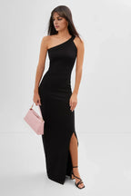 Modern Sheath One Shoulder Sleeveless Open Back Floor Length Female Prom Dress