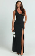 Modern Sheath Plunge Neck Sleeveless Open Back Floor Length Plus Size Evening Dress