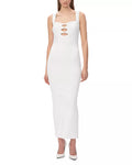 Modern Sheath Square Neck Cutout Front Sleeveless Zipper Back Midi Length Prom Dress