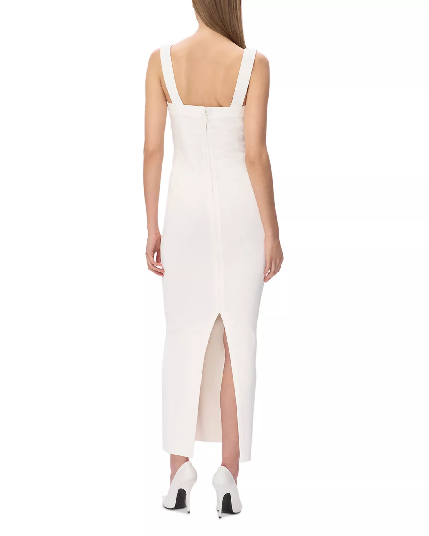 Modern Sheath Square Neck Cutout Front Sleeveless Zipper Back Midi Length Prom Dress