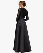 A-Line Halter Neck Long Sleeve Pleated Sequins Floor-Length Prom Dress