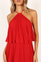 A-Line Halter Neck Sleeveless Backless Ankle-Length Prom Dress