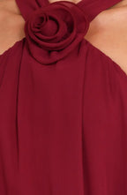 A-Line Halter Neck Sleeveless Zipper Up Floor-Length Prom Dress
