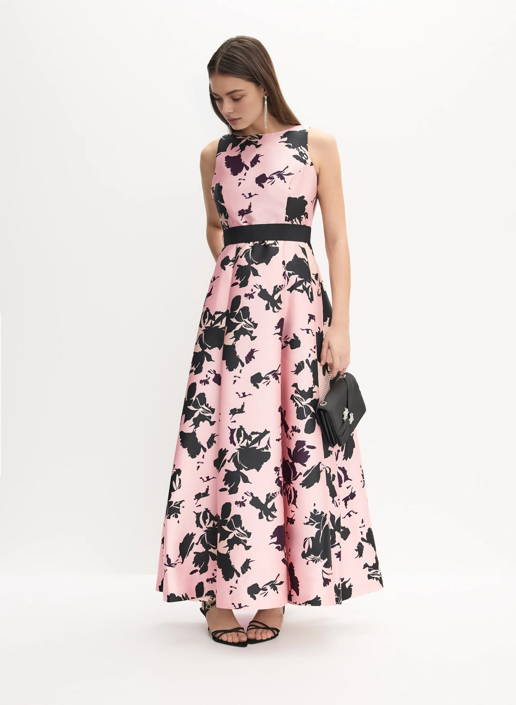 A-Line High Neck Sleeveless V Back Floor-Length Prom Dress