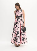 A-Line High Neck Sleeveless V Back Floor-Length Prom Dress