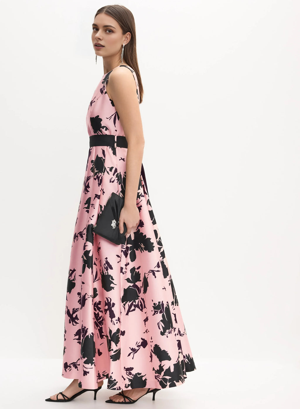A-Line High Neck Sleeveless V Back Floor-Length Prom Dress