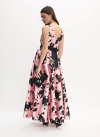 A-Line High Neck Sleeveless V Back Floor-Length Prom Dress