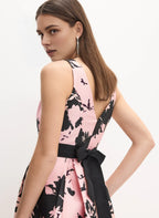 A-Line High Neck Sleeveless V Back Floor-Length Prom Dress