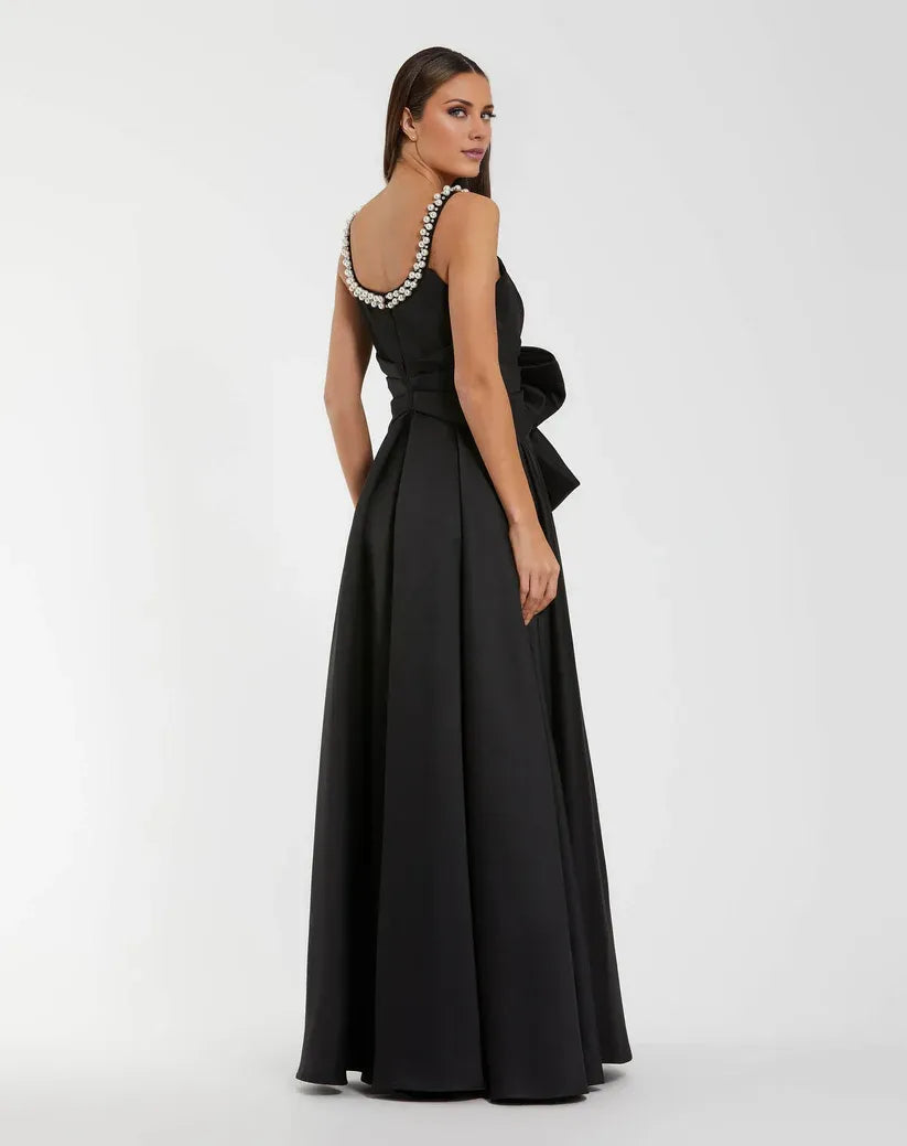 A-Line Pearl Neck Sleeveless Backless Floor-Length Prom Dress