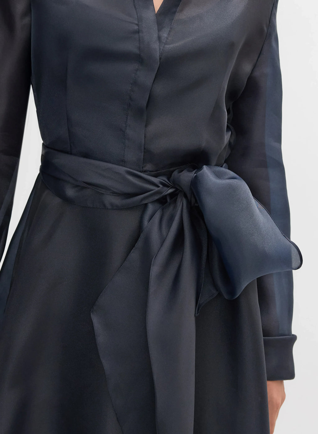 A-Line Shirt Collar Long Sleeve Full Coverage Back Floor-Length Prom Dress