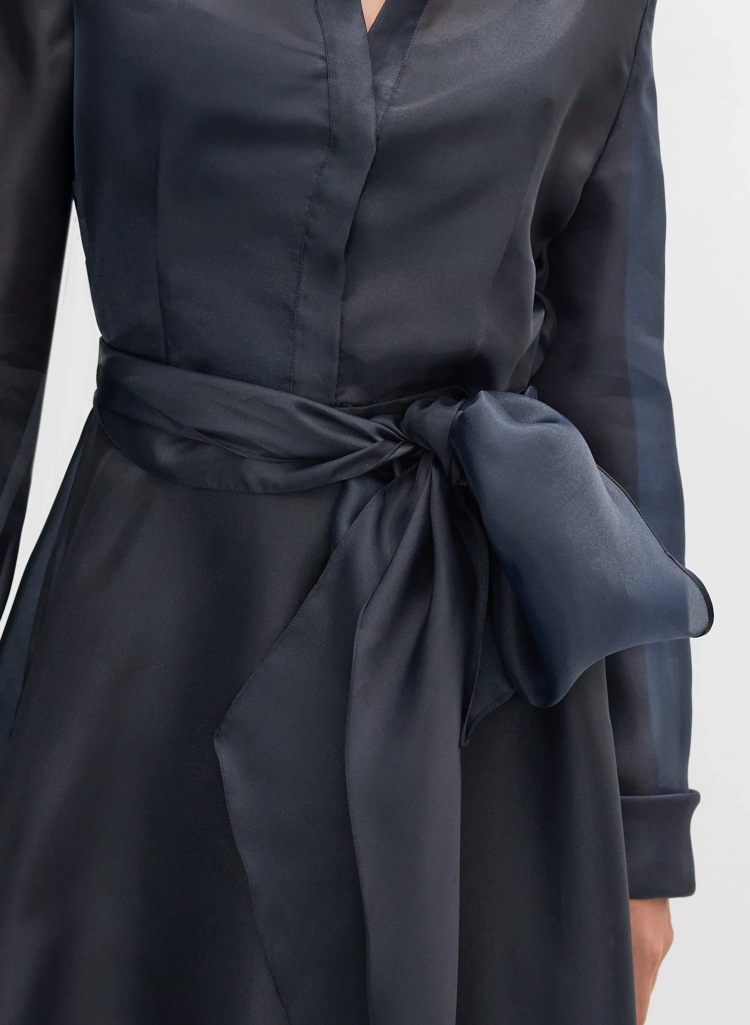 A-Line Shirt Collar Long Sleeve Full Coverage Back Floor-Length Prom Dress
