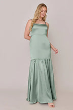 A-Line Spaghetti Straps Sleeveless Floor-Length Prom Dress