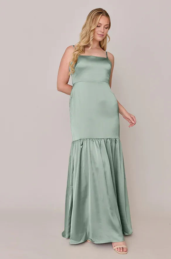 A-Line Spaghetti Straps Sleeveless Floor-Length Prom Dress