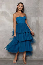 A-Line Sweetheart Sleeveless Zipper Up Tea-Length Prom Dress