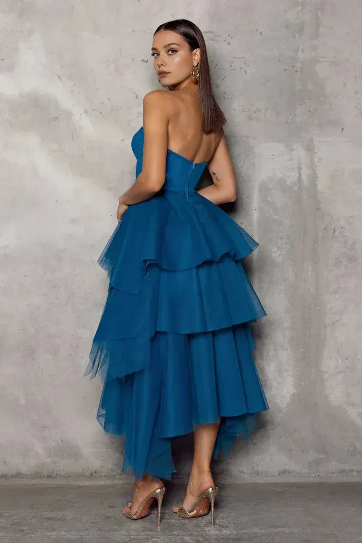 A-Line Sweetheart Sleeveless Zipper Up Tea-Length Prom Dress
