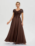 A-Line V-Neck Sleeves Floor-Length Mother of the Bride Dress