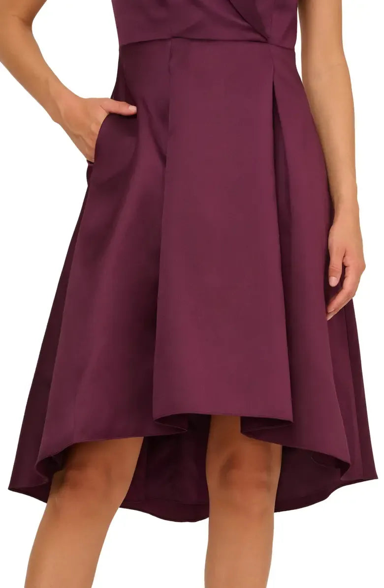 A-Line V Neck Cap Sleeve Tea-Length Mother of the Bride Dress