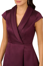 A-Line V Neck Cap Sleeve Tea-Length Mother of the Bride Dress