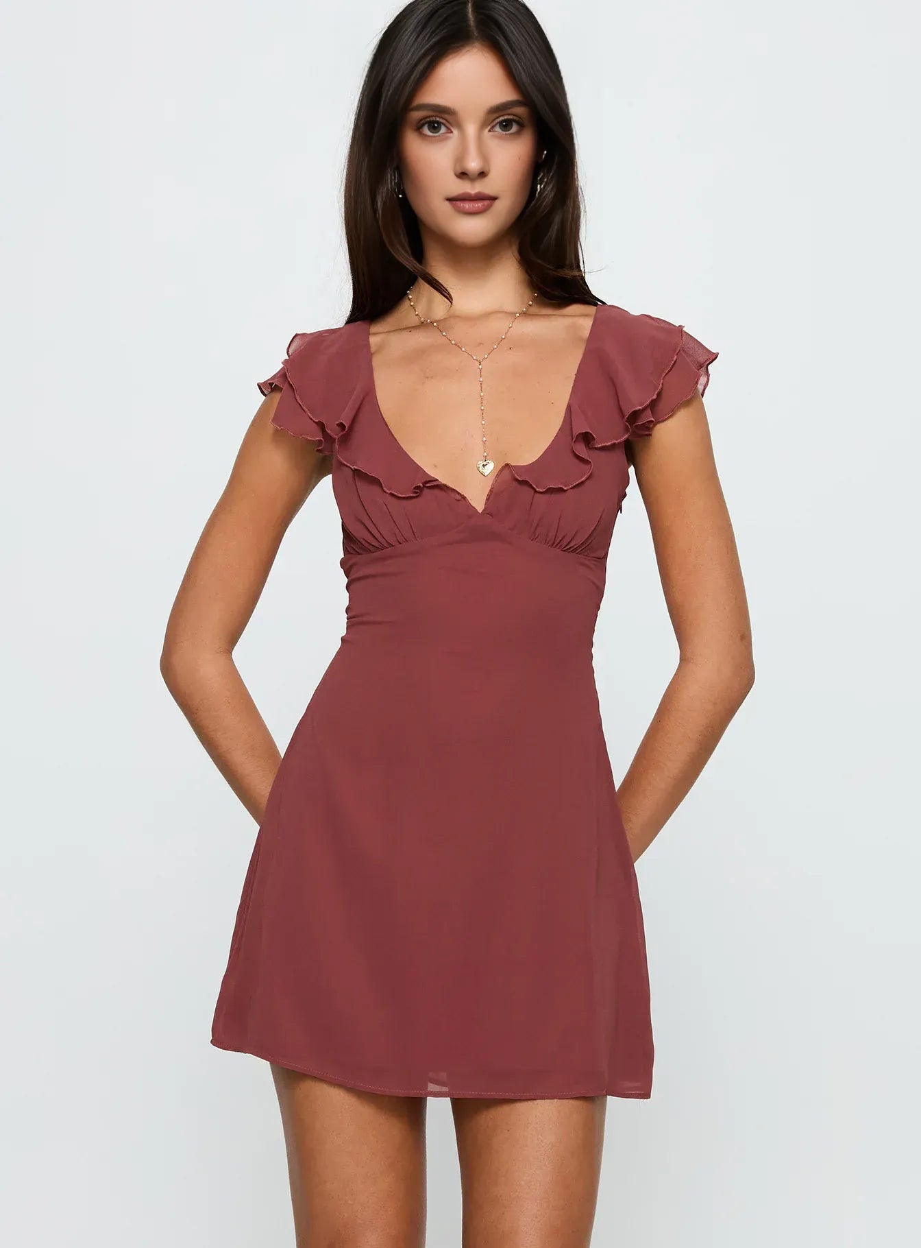 A-Line V Neck Flutter Sleeve Side Zip Short-Mini Homecoming Dress