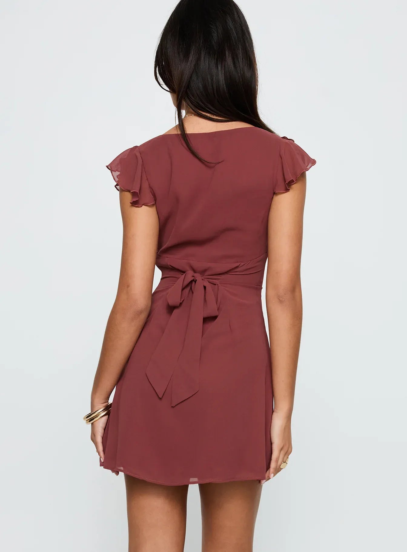A-Line V Neck Flutter Sleeve Side Zip Short-Mini Homecoming Dress