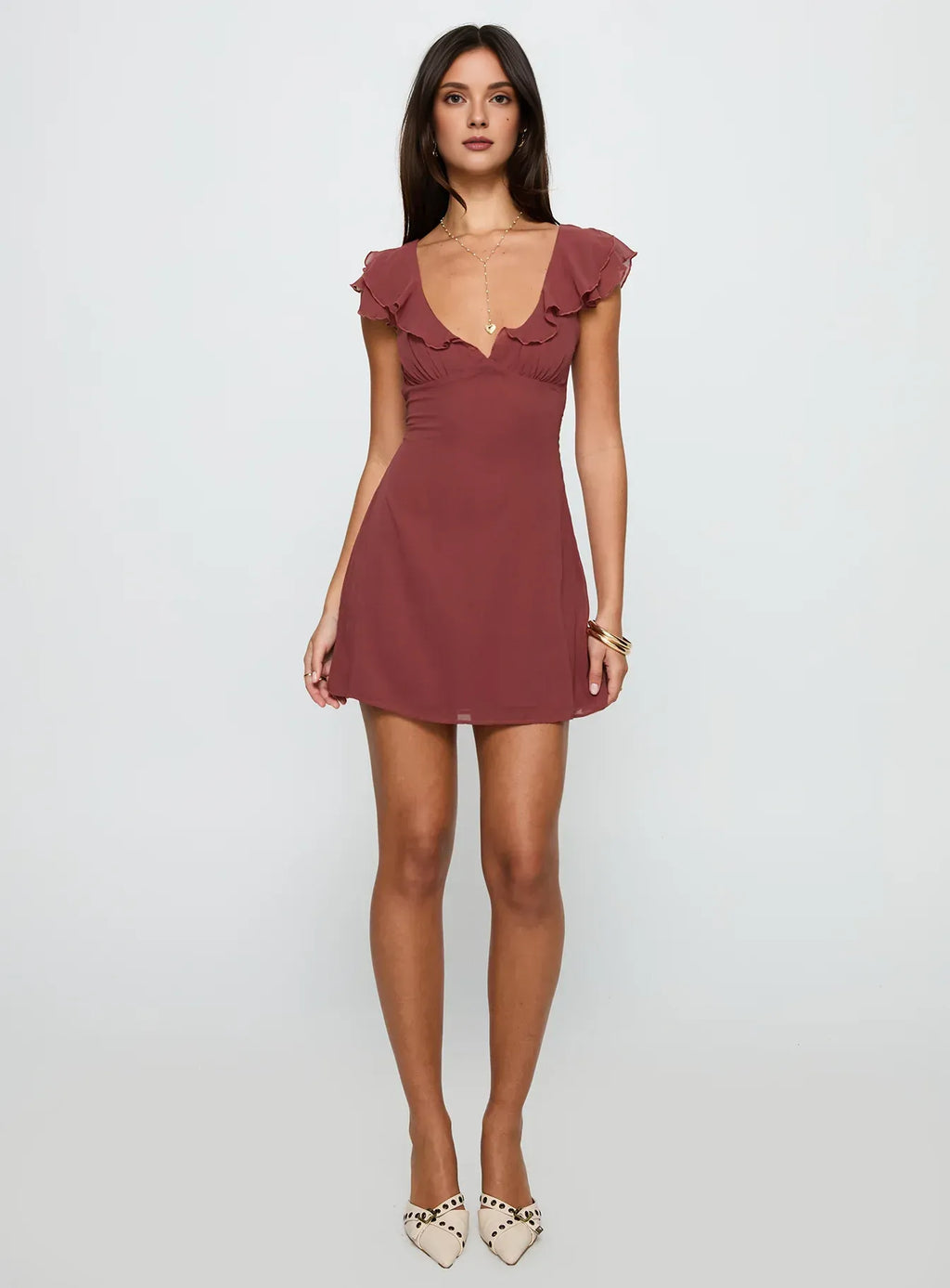 A-Line V Neck Flutter Sleeve Side Zip Short-Mini Homecoming Dress