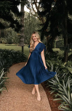 A-Line V Neck Flutter Sleeve Zipper Up Floor-Length Prom Dress