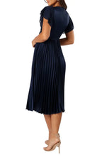 A-Line V Neck Flutter Sleeve Zipper Up Floor-Length Prom Dress