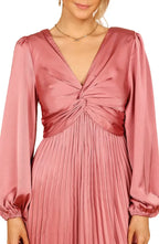 A-Line V Neck Long Sleeve Tea-Length Prom Dress