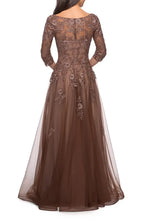 A-Line V Neck Long Sleeve Zipper Up Floor-Length Mother of the Bride Dress