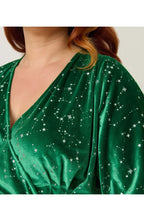 A-Line V Neck Short Sleeve Ankle-Length Plus Size Prom Dress
