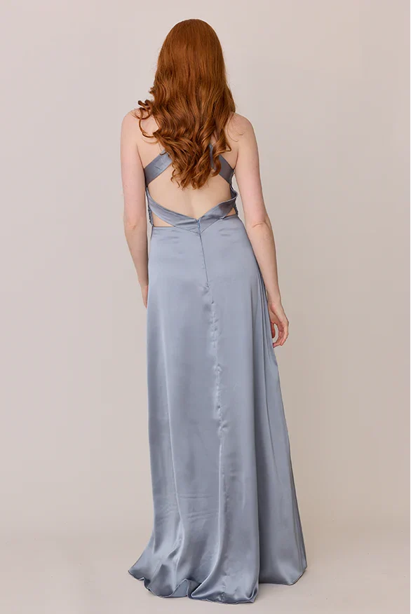 A-Line V Neck Sleeveless Floor-Length Prom Dress