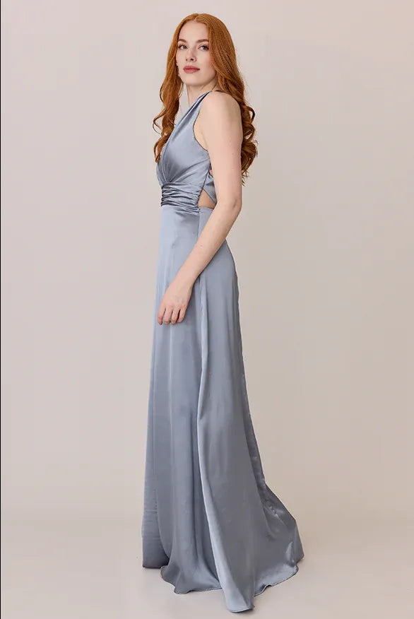 A-Line V Neck Sleeveless Floor-Length Prom Dress