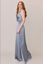 A-Line V Neck Sleeveless Floor-Length Prom Dress