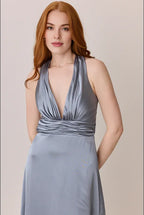 A-Line V Neck Sleeveless Floor-Length Prom Dress