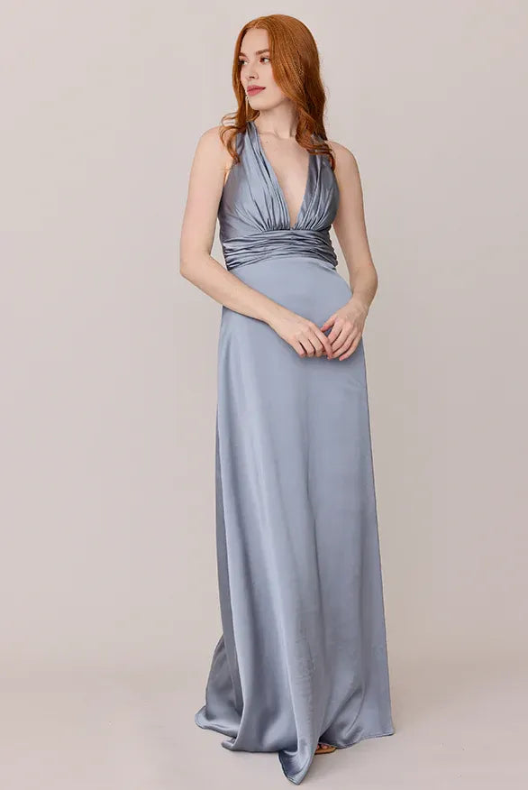 A-Line V Neck Sleeveless Floor-Length Prom Dress