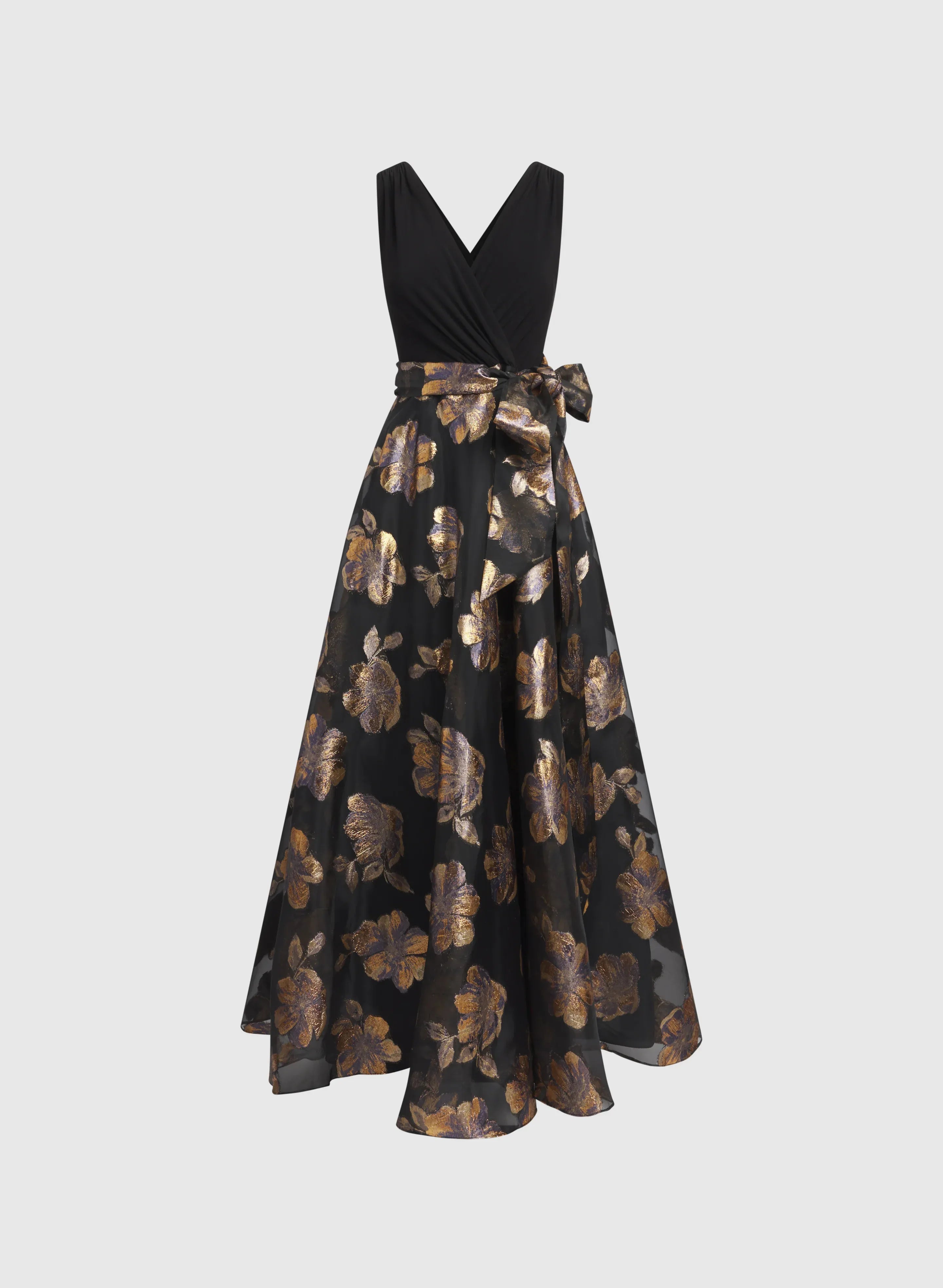 A-Line V Neck Sleeveless V Back Floor-Length Prom Dress