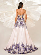 A-line Sweetheart Neck Sleeveless Up Sweep/Brush Train Prom Dress