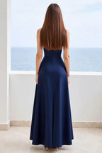 A Line Strapless Sleeveless Floor-Length Evening Dress