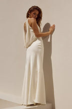 Fitted Cowl Neck Sleeveless Backless Floor-Length Prom Dress